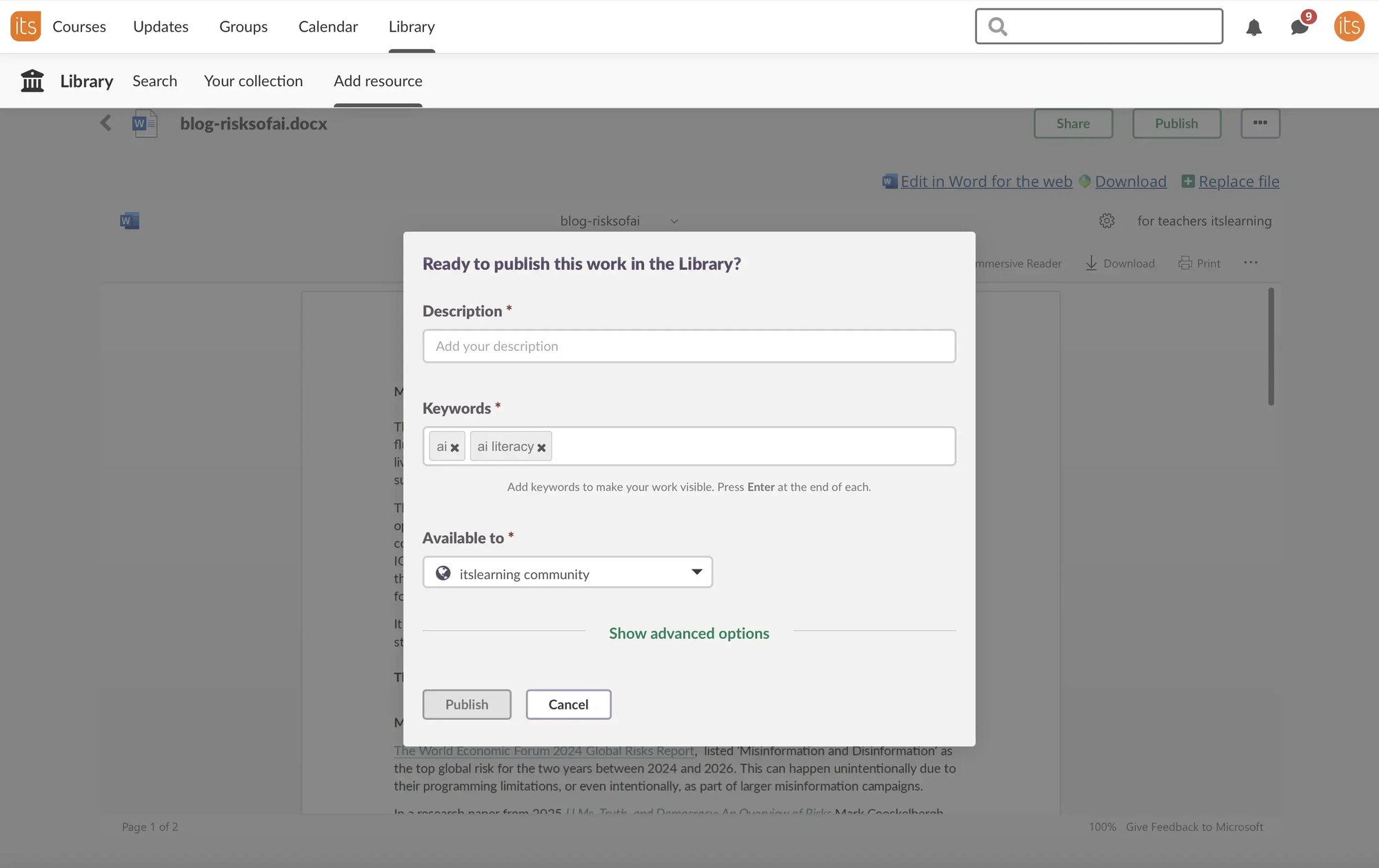 Screen capture of Create and Manage resource collections Screen capture of Create and Manage resource collections