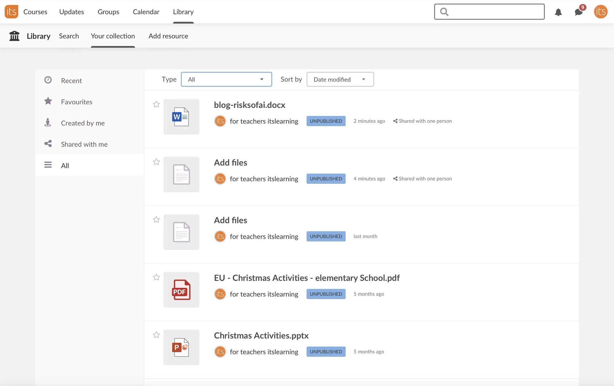 itslearning Library - Your collection itslearning Library - Your collection